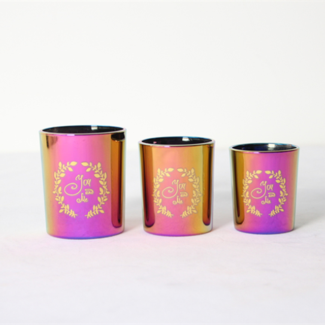Galvanisierender lila Valentinstag-Kerzenhalter aus Glas