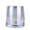 Luxuriöses, schillerndes Kerzenglas aus klarem Glas mit Deckel